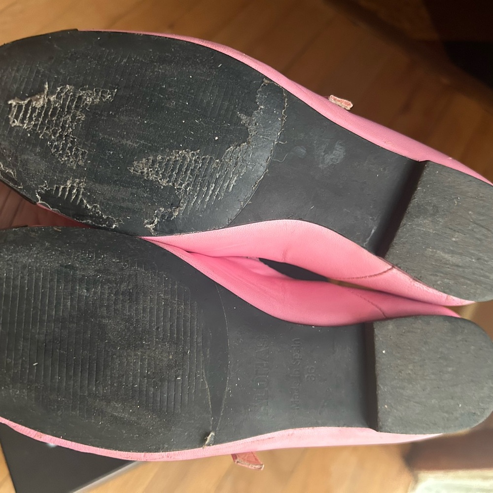 Aloha Sz 6 Pink Mary Jane Flats with Black Toe Cap - Picture 4 of 4